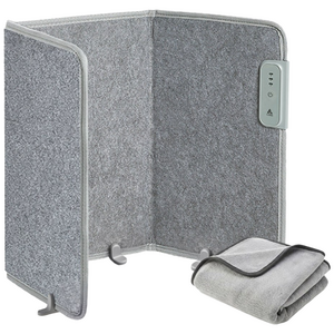 루니스 발난로 파티션 히터 (+무릎담요) 히팅패드 전기 난로 사무실 온열기, 3면, 그레이