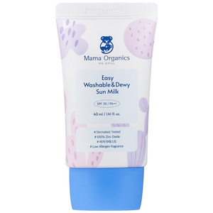 마마오가닉스 이지워시 촉촉 선밀크 백탁제로 논나노 무기자차 SPF 39 PA ++, 1개, 40ml