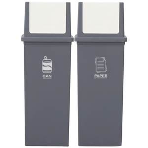 슬림 분리수거함 50L 푸시도어 2P세트, 푸쉬 그레이 2P세트