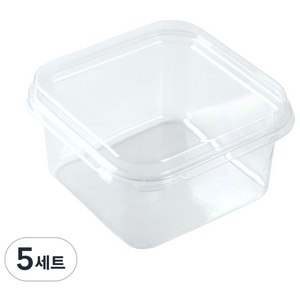 정사각 티라미수용기 보틀케이크 400ml PET 투명 조각케익 디저트케이스 컵과일 떡포장, 5세트