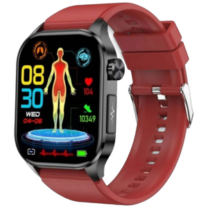 액션맨 글루코워치 ET 건강데이터 스마트워치, 블루투스, 5.13cm, 블랙실리콘+레드실리콘