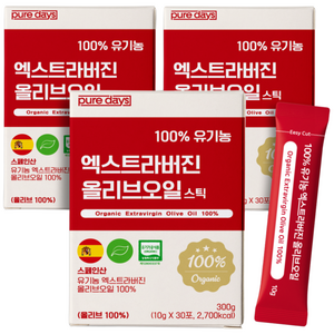 퓨어데이즈 아침엔 냉압착 유기농 엑스트라버전 올리브오일 스틱, 90개, 10g