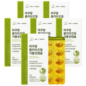 피쿠알 올리브오일 엑스트라버진 식물성캡슐, 6박스, 30정