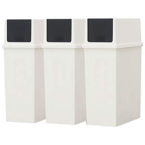 리빙스마일 푸시도어 모던 휴지통 3p + 스티커, 아이보리