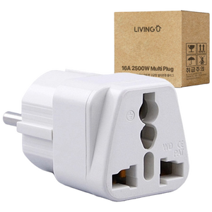 리빙유 16A 2500W 대용량 고급형 멀티변환 플러그 여행용 110V 220V 변환, 1개