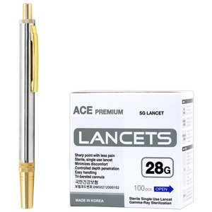 [케이솔루션] 고급 무통 스텐채혈기+채혈침 100매입 세트, 1개
