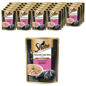 쉬바 고양이 주식 파우치, 참치+게살, 70g, 24개