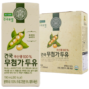 건국유업 국산콩 무첨가 두유, 190ml, 16개 골드박스 특가