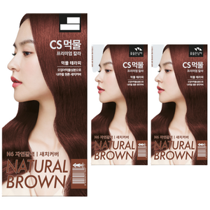 꽃을든남자 CS먹물 프리미엄 헤어 칼라크림 염모제, N6 자연갈색, 3개