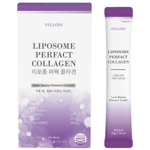 펠로디 리포좀 퍼펙 액상 콜라겐 1포당 3000mg 초 저분자 300달톤 어린 피쉬 펩타이드 먹는 마시는 스틱 NMN 히알루론산 엘라스틴, 20g, 14개