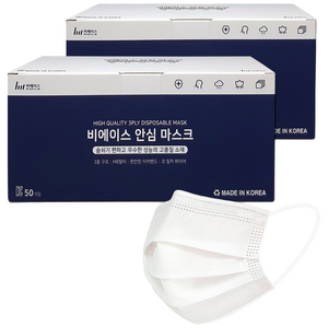 국산 일회용 덴탈마스크, 100매, 1개, 중형 화이트