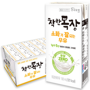 건국유업 건국 착한목장 소화가 잘 되는 멸균우유, 190ml, 24개