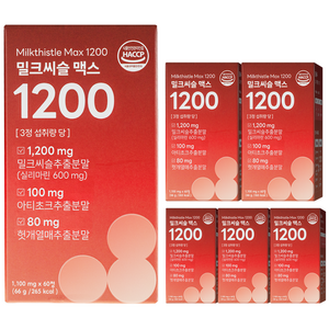 담을수록 밀크씨슬 맥스 1200 / 식약처인증 고함량 밀크씨슬 실리마린 600mg, 6박스, 60정