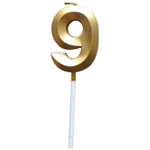 빅사이즈 생일초 케이크픽 특이한 메탈릭 골드 숫자초, 9, 1개, 15g