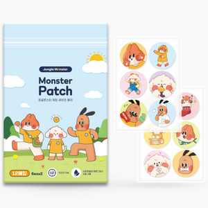 정글몬스터 강아지 스티커 몬스터 패치 12p, 혼합색상, 1개