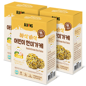 엘빈즈 바삭바삭 어린이 현미가케, 노랑마을, 28g, 3개