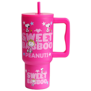 GOYES 캐릭터 스누피 도안 텀블러 대용량 보온 보냉병 빨대 텀블러, 1개, 핫핑크, 900ml