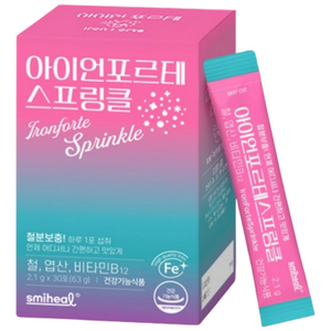 스마힐 철분 엽산 비타민B12 과일맛 아이언 포르테 스프링클 임산부 철분보충여성 청소년, 1개, 30회분