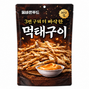올바른푸드 3번구워 더 빠삭한 먹태구이 먹태채 술안주 마른안주, 5개, 50g