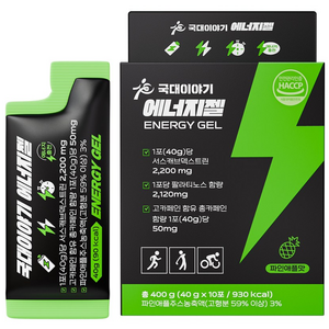 국대이야기 에너지젤 서스캐브 HBCD 탄수화물 팔라티노스 카페인 파워젤 40g 10포, 400g, 1세트