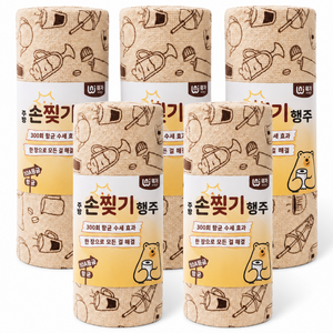 오스틱니 손으로 뜯어 쓰는 항균 주방 행주 롤 5개입 100매 25x25cm 일회용 위생 키친타월, 1세트, 5개