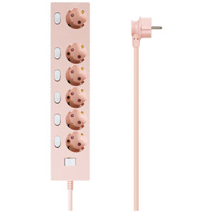 파워존 자동소화 4000W 고용량 웨이브 개별스위치 과부하차단 6구 멀티탭 50cm 1.5m 3m 5m 7m, 자동소화 개별스위치 6구 3m 파스텔핑크, 1개, WME618WT