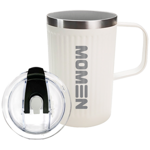 모멘 아루가 스탠머그 손잡이 사무실 이중진공 보온보냉 에코트리카페, 스텐 머그_아이보리, 1개, 500ml