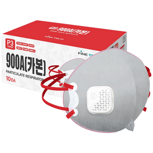 특급카본 방진마스크 정품 파인텍 900A(carbon) 1각 10매입 안면 여과식 방진 방역 방독 마스크, 1세트, 그레이