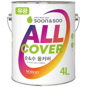 노루페인트 순앤수 올커버 백색 다용도 수성, 유광, 4L, 1개
