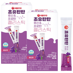 서울우유 초유탄탄 단백질 젤리 츄어블 류신 프로틴 280g, 14정, 2개
