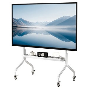 Bornoon 32-75인치 수납 선반 이동식 TV 스탠드 화이트, 1개, BSSR-1S-F