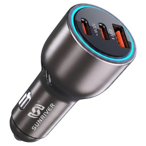 SUNRIVER 선리버 100W 초고속 차량용 충전기 아이패드 갤럭시탭 태블릿 초고속 시거잭 멀티 충전기+240W 충전 데이터 케이블 세트 스마트폰 노트북, 3포트, C1