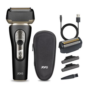 조아스 티타늄코팅 3중날 방수 전기면도기, JS-7100, 블랙, 골드