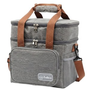 Believe 2단분리 보냉백1 + 전용아이스팩3 + 맞춤밀폐용기3 필수구성, 그레이, 16L