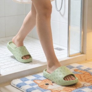 층간소음 완화 EVA 실내화 푹신한 쿠션 거실 슬리퍼 미끄럼방지 3cm 가족 커플 실내화 욕실화, 240, 그린