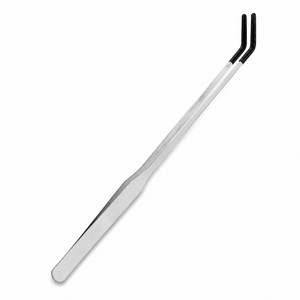 파충류 먹이 급여용 27cm 스테인리스 곡선 피딩 핀셋 고무팁 수초 테라리움 관리, 1개, 실버 블랙팁