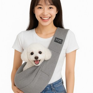 오썸머 강아지 고양이 메쉬 슬링백 이동가방 포대기, 1개, 그레이