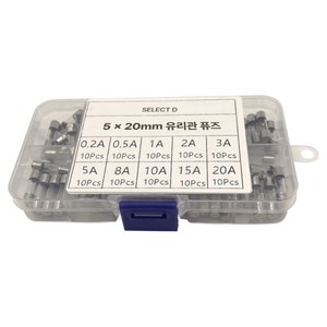 셀렉트디 유리관 휴즈 퓨즈 5*20mm 6*30mm 0.5A~30A 250V 자동차 시거잭 블랙박스 Fuses, 100개, 은색
