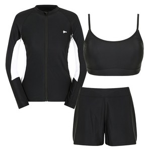 레노마수영복 여성 3PCS 집업 래쉬가드세트 블랙 (RN-LS2F704_BK)