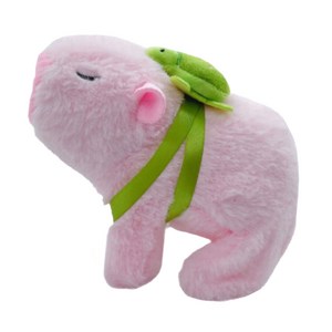 폴짝 폴짝 뛰며 소리내는 아기 카피바라 작동 애착 봉제 인형 어린이 단체 장난감 선물, 1개, 핑크, 13cm