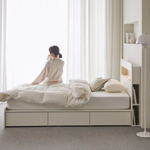 파로마 베이 베노 LED 호텔 수납 침대 프레임(슈퍼싱글/퀸/킹), 화이트