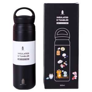 마마픽스 심플 스텐 텀블러 보온 보냉병, D텀블러-블랙, 500ml, 1개