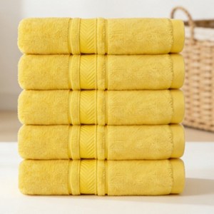 연화삼월 호텔 수건 40수 150g 고급 코튼 타월 10장 흡수력 좋은 먼지없는 두꺼운 수건 오코텍스 인증 470GSM 호텔수건, 5개, 08옐로우