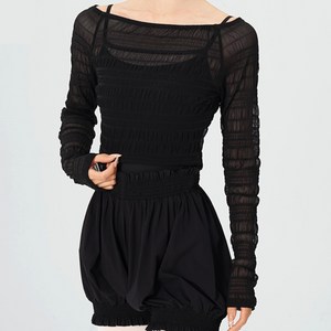 그리리 발레 레이스 커버업 티셔츠 레이어드 무용 긴팔 발레워머 상의 시스루