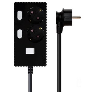 파워존 4000W 고용량 웨이브 개별스위치 2구 멀티탭 과부하차단 멀티콘센트 50cm 1.5m 3m 5m 7m, 개별스위치 2구3m 블랙, 1개, 개별 2구 블랙