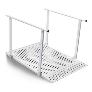 휠체어 경사로 접이식 휴대용 경사판 계단 진입판 이동식 안전 난간 손잡이 미끄럼방지 150kg, 흰색, 1개
