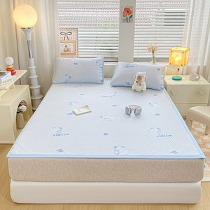 Aesero 여름 냉감 침대패드 아이스쿨링패드 쿨매 트 고정밴드형 매트 CT-030, 블루, 쿨매트+베개커버1장