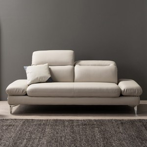 우아미가구 커브 3인용 무빙헤드 가죽 소파 2color, 라이트그레이