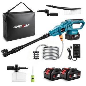[국내배송] ONEVAN 3500W 초강력 무선 고압 세척기 휴대용 고압세차기 워터건 가정용 풀세트 고압분사기 농약분무기, 1세트