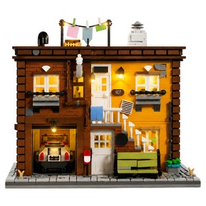 MOC 애슐리 2층집 LED 조명 모듈러 빌딩 조립블록 2284PCS 인테리어 취미 선물, 1박스